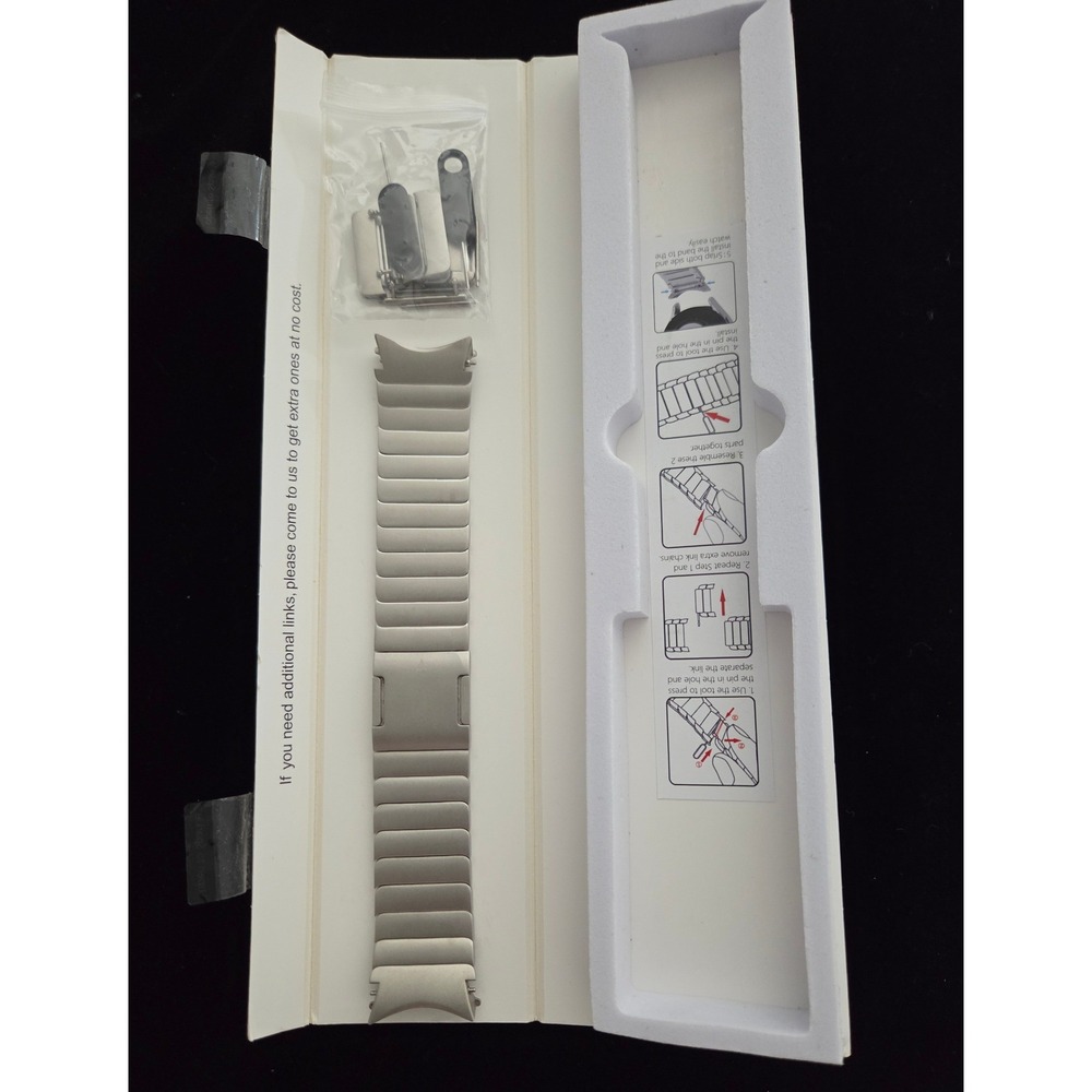 Fullmosa Titanium Smart Watch Band 20mm Link Bracelet Metallic Silver NIB‎